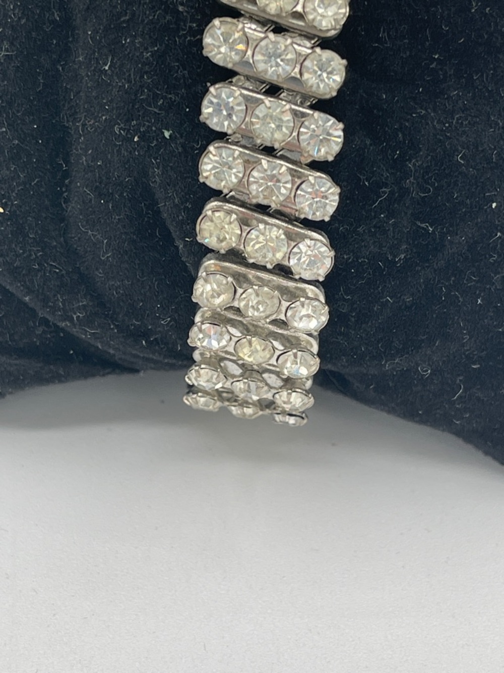 4.21.26-30 Vintage Accordion Silver Clear Rhinestones Bracelet - Picture 6 of 13